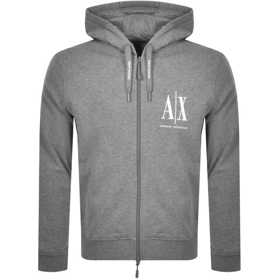 Alternative Image for ProductArmani Exchange Full Zip Logo Hoodie Grey1